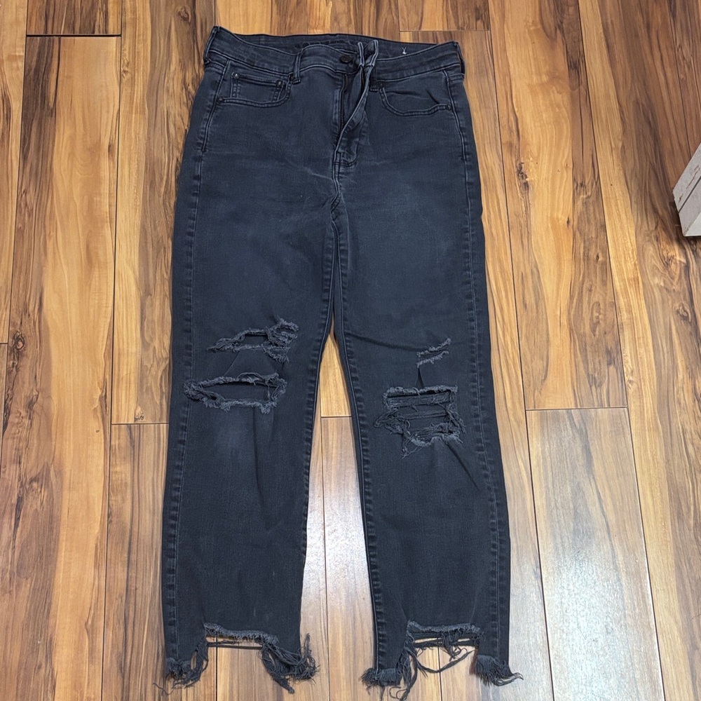 American Eagle Outfitters Black Slim Straight Crop Jeans